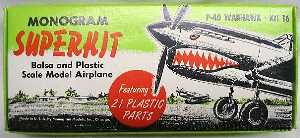 Monogram 1/54 P-40 Warhawk Superkit - Balsa/Plastic Airplane Kit, T6 plastic model kit